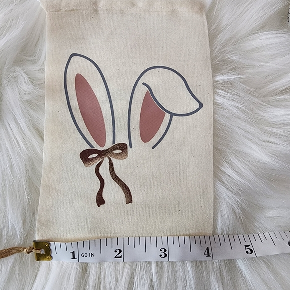 Easter Bunny and Egg Cotton Bags - Cream Pink Rose Gold Easter Basket Bag - Picture 9 of 9